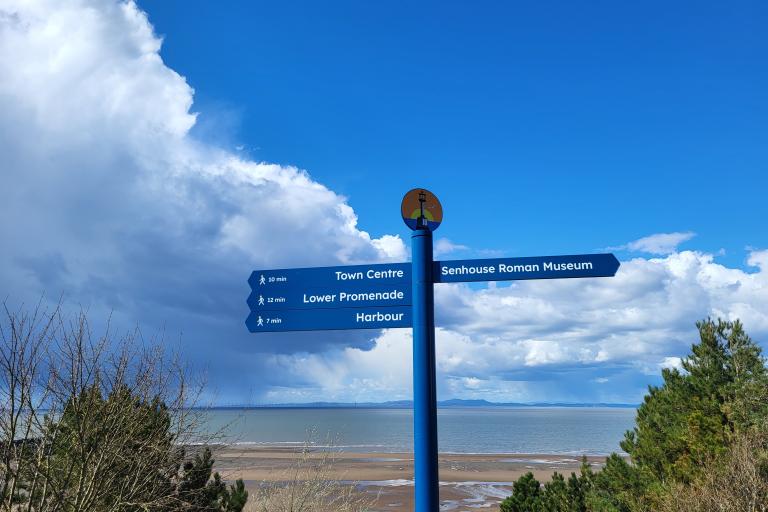 Maryport signpost above the prom