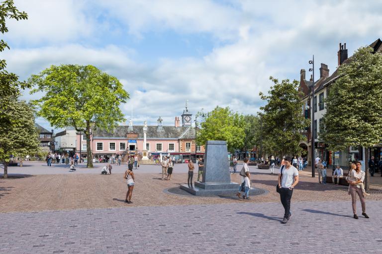 An artist impression of how Carlisle city centre will look after the works are complete.