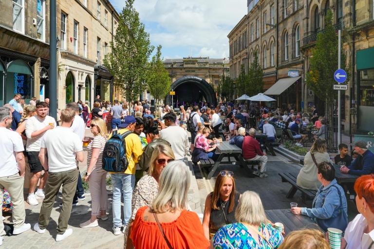 People enjoying the event on Devonshire Street