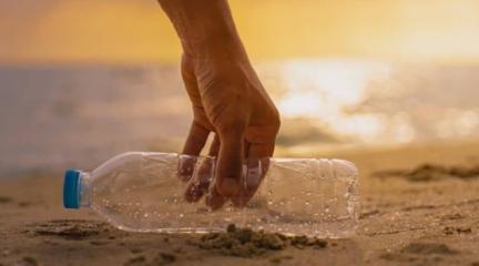 Plastic bottle on beach