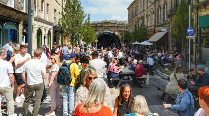 People enjoying the event on Devonshire Street