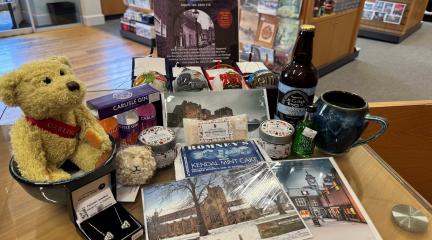 A selection of gifts available from Carlisle Tourist Information Centre.