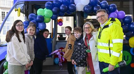 Ribbon cutting - Hub2U with Cllr Emma Williamson and Euan Hutton from Sellafield