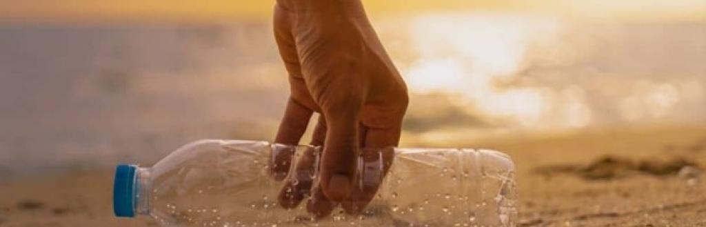 Plastic bottle on beach