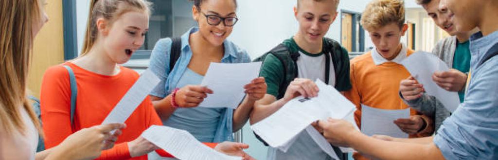 Students receiving exam results