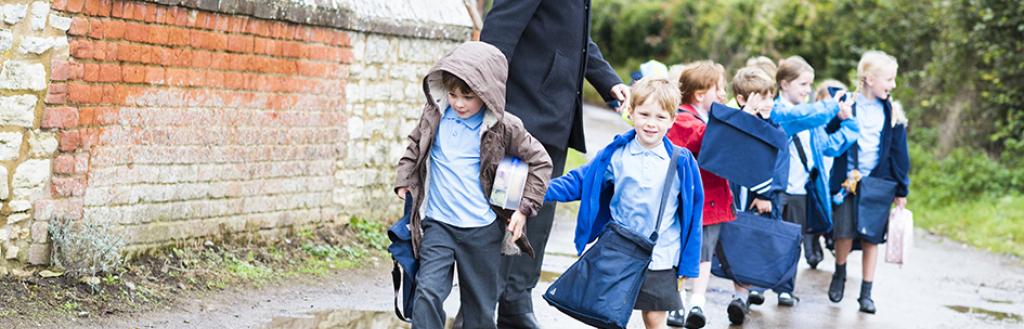 School children walking