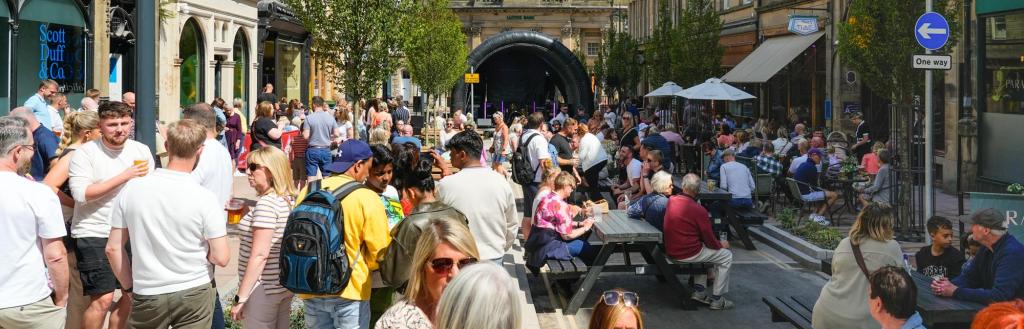 People enjoying the event on Devonshire Street