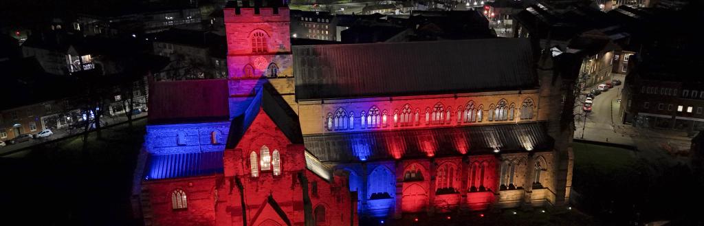 Carlisle Cathedral lit up 